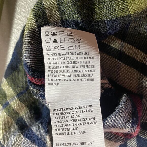 AMERICAN EAGLE Boyfriend Plaid Flannel Shirt Ahh-Mazingly Soft Womens M Blue - Picture 13 of 13